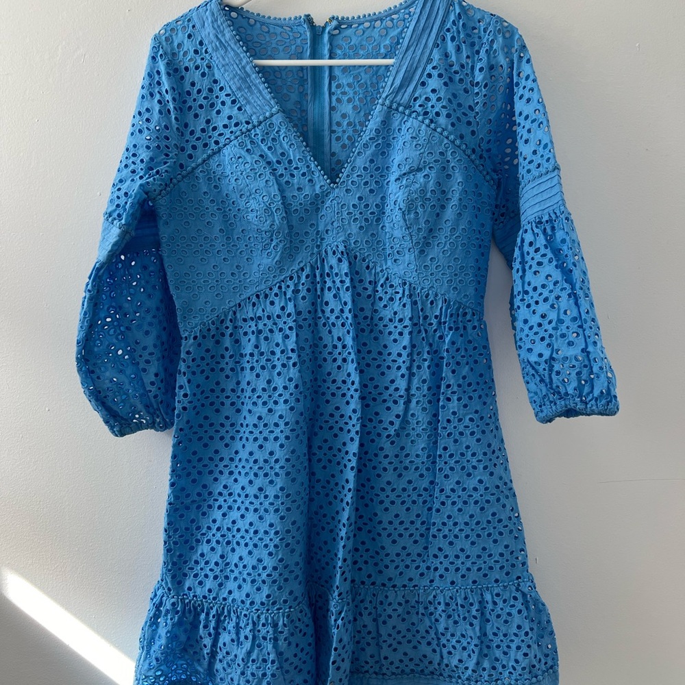 Lilly Pulitzer Lucinda dress size 4 Zanzibar blue sideline eyelet
